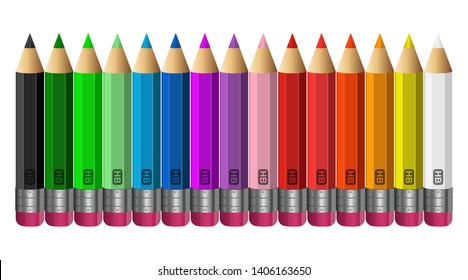 Colored pencils vector design i llustration isolated on white background