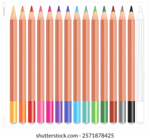 Colored pencils. Vector illustration. Fill and stroke.