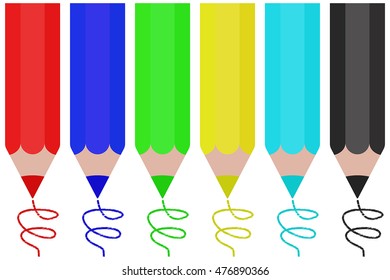 Colored pencils. Vector illustration isolated on white background