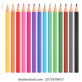 Colored pencils. Vector illustration. NO stroke.