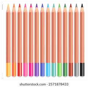 Colored pencils. Vector illustration. NO stroke.
