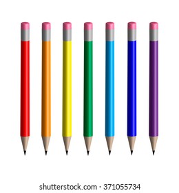 Colored pencils in a vector.Set of colored pencils vector illustration.Wooden pencil in vector.Graphite pencil in vector.