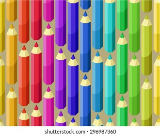 Colored pencils vector seamless background