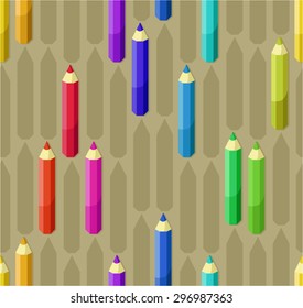 Colored pencils vector seamless background