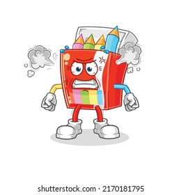 the colored pencils very angry mascot. cartoon vector