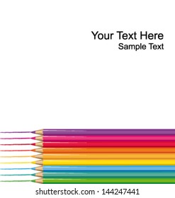 Colored pencils writing vector background.