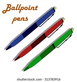 colored pens on a white background