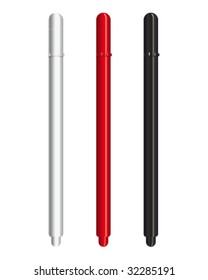 Colored pens on a white background. Vector illustration