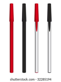 Colored pens on a white background. Vector illustration