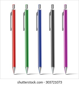 Colored pens vector set