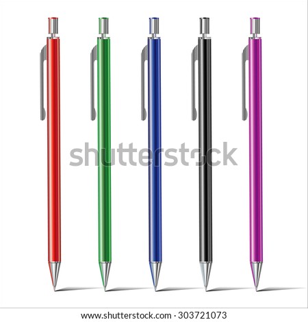 Colored pens vector set