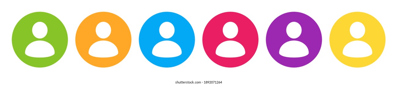 Colored people icons set. People vector icon button in flat style. Person icon symbol. Isolated vector illustration.