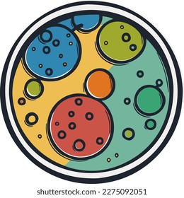 Colored Petri dish, top view, flat vector illustration