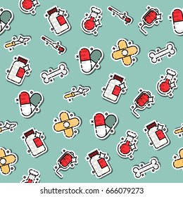 Colored Pharmacy concept icons pattern