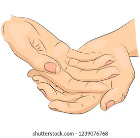 Colored picture of human hands in modern flat design