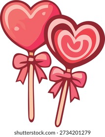 Colored pictures of objects that are knick-knacks from Valentine's Day celebrations