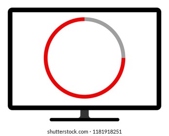 Colored pie chart graph on a computer screen. Vector illustration design
