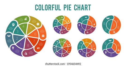 Gráfico circular en color, conjunto de plantillas infográficas