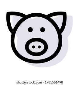 Colored Pig head icon vector in cartoon design. Concept for animal. Eps10 vector illustration.