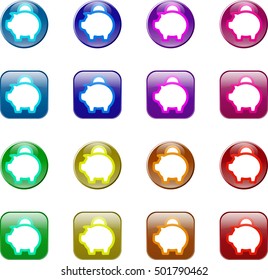 Colored piggy bank buttons. Fully scalable vector icons in outline style.