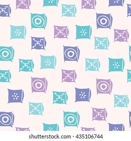 Colored pillows cushions seamless pattern for home interior design combination.