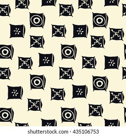 Colored pillows cushions seamless pattern for home interior design combination.