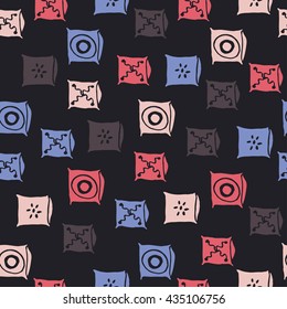 Colored pillows cushions seamless pattern for home interior design combination.