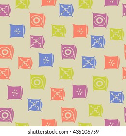 Colored pillows cushions seamless pattern for home interior design combination.