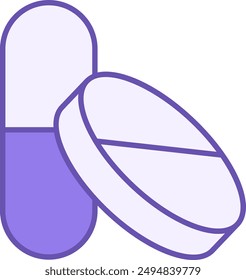 Icono de píldoras de colores. Icono de Vector. Tratamiento del paciente. Salud y Medicina