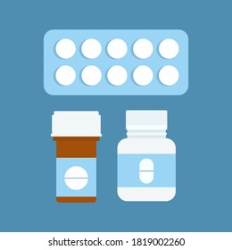 Colored pills vector illustration isolated on white background.