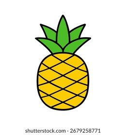 Abacaxi colorido. Ícone de abacaxi isolado em fundo branco. Ilustração vetorial.