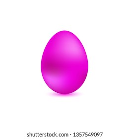 Colored pink chicken egg on white isolated background. Design element. Easter. Pink metal egg. Vector illustration.