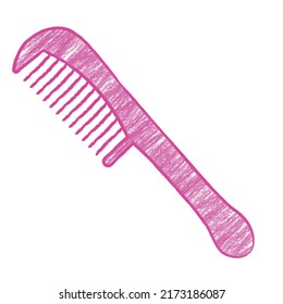 Colored pink hair brush draw and paint with a colored pencil for kid isolate vector on a white background.