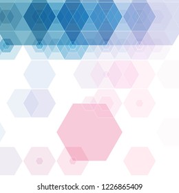Colored pink-blue hexagon background. abstract vector illustration.