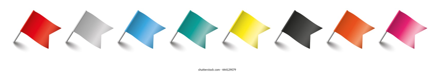 Colored pins with flags on the white background. Eps 10 vector file.