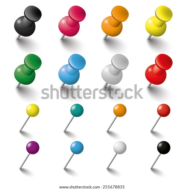 Colored Pins Tacks On White Background Stock Vector (Royalty Free ...