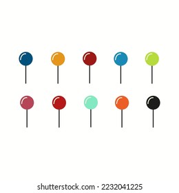 Colored pins and tacks Vector illustration