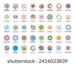 Colored pinwheel. Spinner stylized symbols and pinwheel logos recent vector templates for your personal business projects