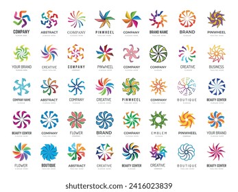Colored pinwheel. Spinner stylized symbols and pinwheel logos recent vector templates for your personal business projects svg