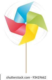 Colored pinwheel. Vector illustration. Freehand drawing.