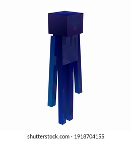 Colored pixel character with long arms drawn in a flat style and isolated on a light background. Character print. Vector illustration 