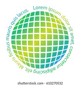 Colored planet logo green and blue
