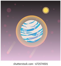 Colored planet with special sketch design