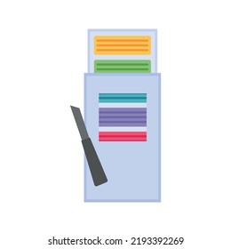 Colored plasticine illustration. School supply flat design. Office element - stationery and art school supply. Back to school. Plasticine set in a box icon. Tool for modeling for children.
