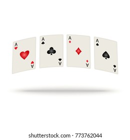 Colored playing cards with shadow. Vector illustration
