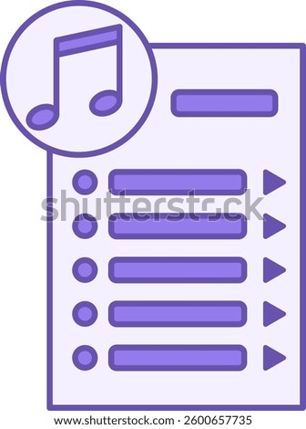 Colored Playlist Icon. Vector Illustration. Video or Audio Content Collection, List of Tracks. Music Concept
