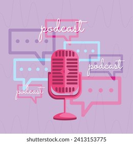 Colored podcast cover Vector illustration