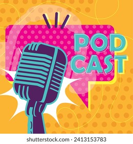 Colored podcast cover Vector illustration