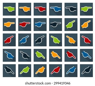 Colored pointed fingers flat icons