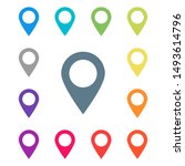 Colored pointers in abstract style on white background. Arrow pointer icon. Map pin pointer icon location symbol. Isolated vector illustration. EPS 10